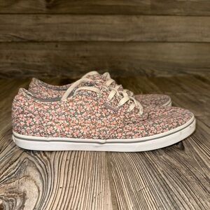 Vans Floral Canvas Sneakers Low Cut Soft Cushion Heel Tiny Colorful Bubbles 8